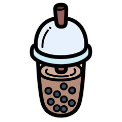 Bubble Tea filled outline icon style