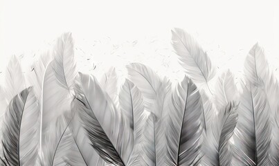  a black and white photo of a bunch of feathers in the air with a white background and a black and white photo of a bunch of feathers in the air.  generative ai