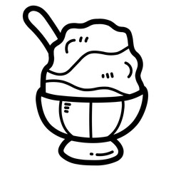shaved ice line icon style