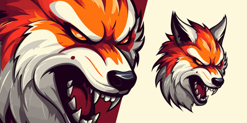 Aggressive Fire Fox Logo Mascot Illustration: Fueling Victory for Sport and E-Sport Teams