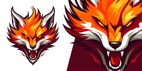Illustration Vector Graphic: Dominating Fire Fox Logo Mascot for Sport and E-Sport Teams