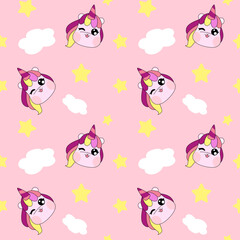 seamless patterns. unicorn design elements in set. Doodles and hand drawn.