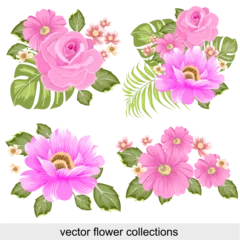 Fototapete Rund flower  pink collections vector for decoration , wedding card © TONGMONG Draw