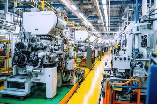 inside factory of cars a lot of machines AI Generated