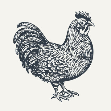 Chicken. Vintage woodcut engraving style vector illustration.