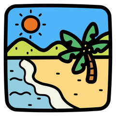 beach filled outline icon style