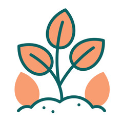 Isolated little green leaf planted on soil icon Vector illustration