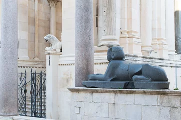 Deurstickers Historic achitecture on town square Peristil in Split, Croatia with ancient sphinx and statues of stone lions © amilat