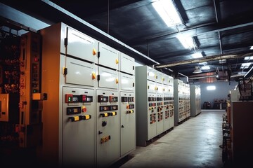 inside factory show electrical room AI Generated