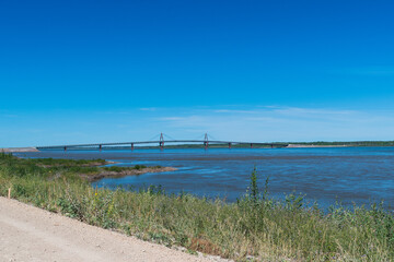 The Deh Cho bridge crosses the Mackenzie River, NWT