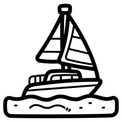 yacht line icon style