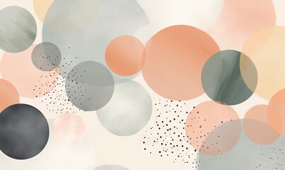  a painting of many different colored circles on a white background with a black dot in the middle of the circle and a light pink circle in the middle of the circle.  generative ai