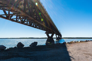 The Deh Cho bridge crosses the Mackenzie River, NWT