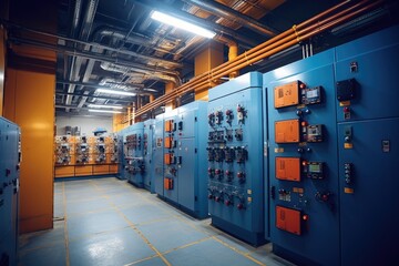 inside factory show electrical room AI Generated