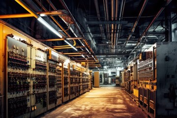 inside factory show electrical room AI Generated