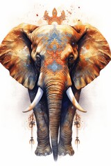 Regal elephant with intricate patterns on its trunk . AI generated