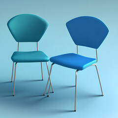 3D blue chairs, Generative AI