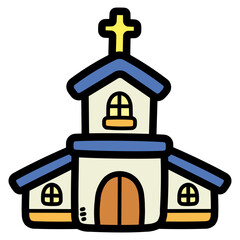 church filled outline icon style