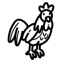 chicken line icon style