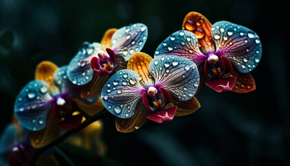 Macro moth orchid blossom, elegance in nature generated by AI