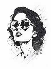 Beautiful woman cartoon portrait. AI generated illustration