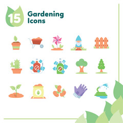 Fototapeta na wymiar Set of different colored gardening icons Vector illustration