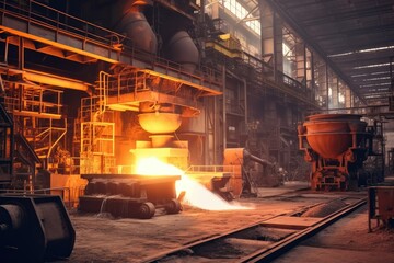 inside steel smelting factory activity