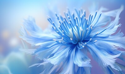 Obraz premium a blue flower with a blurry background is shown in this image. generative ai
