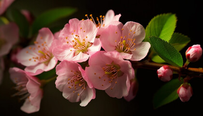 Naklejka na ściany i meble Vibrant cherry blossom tree in full bloom generated by AI