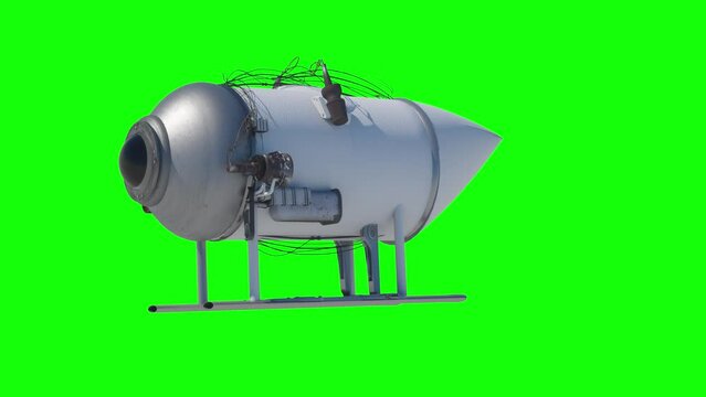 model submarine bathyscaphe concept of a swimming vehicle by type on a sunken boat Titan rotates 3d render