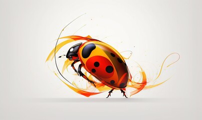 Fototapeta premium a ladybug with red and black spots on its body. generative ai