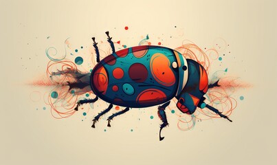  a colorful bug with lots of dots on it's body.  generative ai