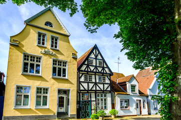 Fototapeta na wymiar historic buildings at the old town of Travemunde - Germany