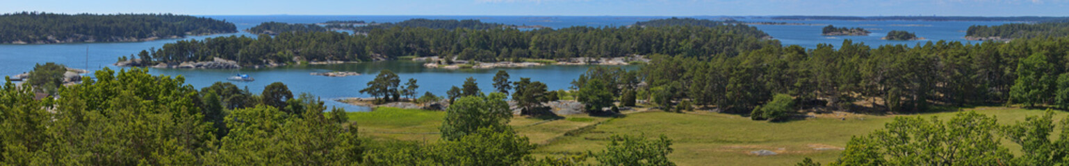 Panoramic view from the observation tower on Stora Krokholmen in Stendörrens Naturreservat in...