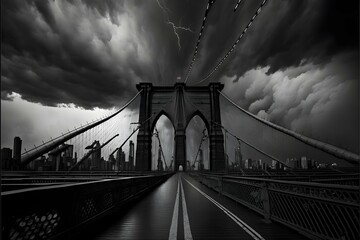 thunderstorm over the Brooklyn Bridge big sky 