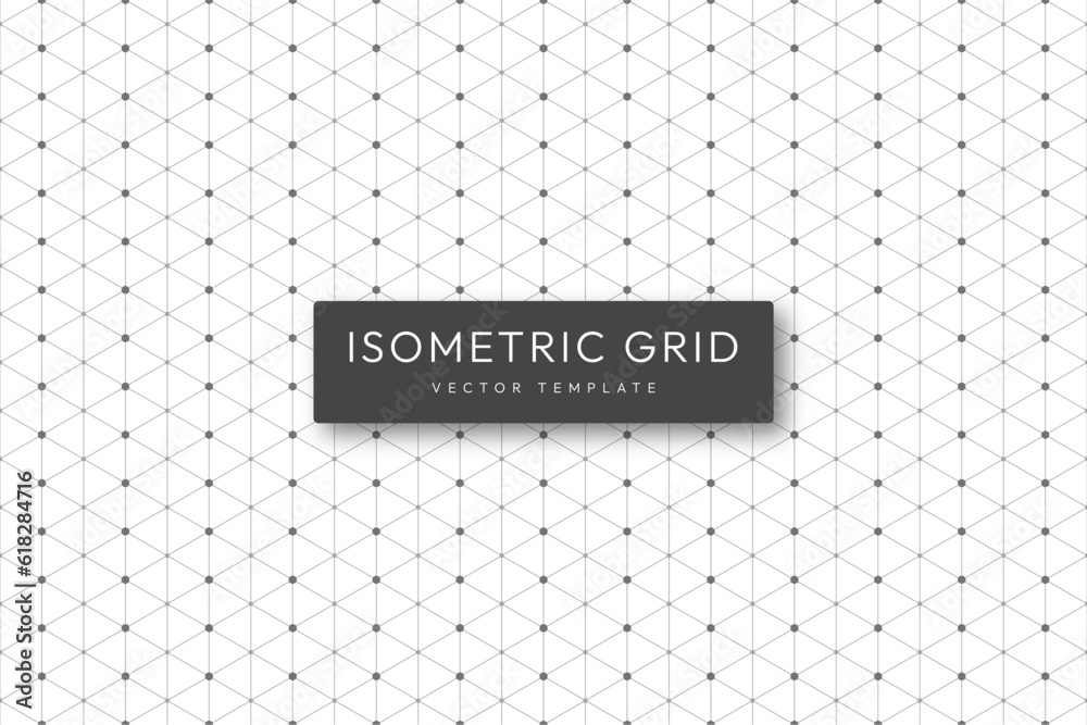 Poster isometric grid template. seamless isometric grid mockup. black isometric projection mesh for drawing