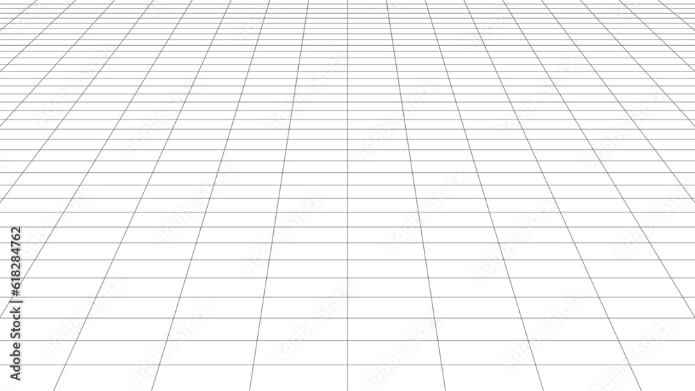 Poster Futuristic grid in perspective projection. Geometric grid and mesh in futuristic style. Abstract wireframe landscape in perspective view. Vector