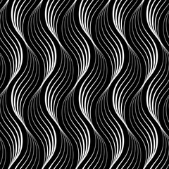 Vector seamless texture. Modern geometric background. Mesh of wavy threads. - 618284740