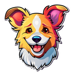 Illustration, AI generation. kawaii sticker. cute dog.