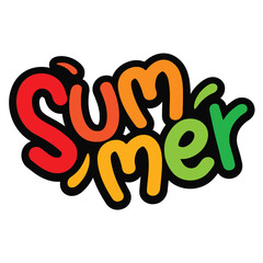 Lettering composition of Summer and abstract shape. Summer lettering. Vector Stock illustration stock illustration