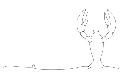 Cancer zodiac constellation one single hand drawing continues line frame, banner. Vector stock illustration isolated on white background. Editable stroke line. 