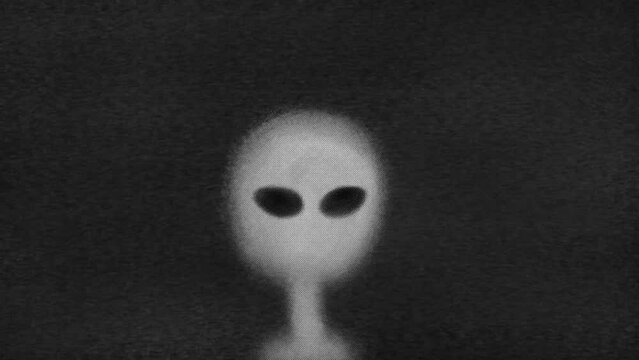 looping animation of a white alien in interference. mysteriously