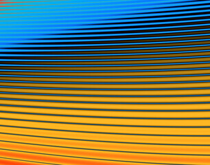 Fototapeta premium Abstract linear background with curved effect, blue yellow gradient, for creative digital texture for websites, interior design, business cards, banners, posters, mobile apps
