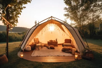 Fotobehang luxury retail camping tent mind training glamping AI Generated © NikahGeh