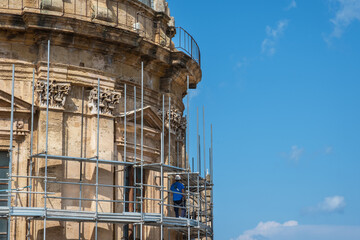 Cathedral in Palermo with scaffolding, restoration of monuments