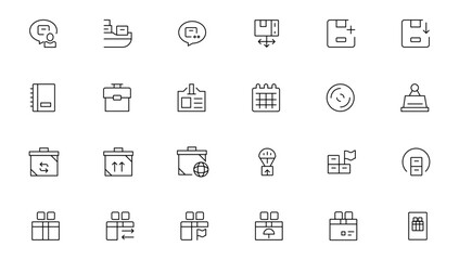 Office and Business Flat Line Icon set vector