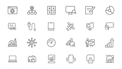 Office and Business Flat Line Icon set vector