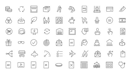 Set Vector Flat Line Icons Office and Business