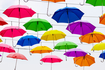 Fototapeta na wymiar colorful umbrellas isolated on white
