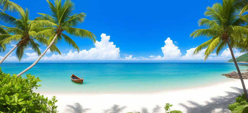paysage d'une belle plage d'une &icirc;le paradisiaque